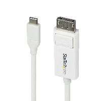 StarTech.com 6ft (2m) USB-C to DisplayPort 1.2 Cable, Bidirectional, 4K 60Hz, White Video Adapter Cord for Apple MacBook Pro / Air M1 M2 M3 M4, Mac Mini / Studio, Thunderbolt Compatible, 1.9 m, DisplayPort, USB Type-C, Male, Male, Straight