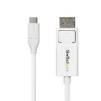 StarTech.com 6ft (2m) USB-C to DisplayPort 1.2 Cable, Bidirectional, 4K 60Hz, White Video Adapter Cord for Apple MacBook Pro / Air M1 M2 M3 M4, Mac Mini / Studio, Thunderbolt Compatible, 1.9 m, DisplayPort, USB Type-C, Male, Male, Straight