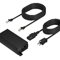 Poly PoE++ 65W 2.5G Adapter with 3.66m CAT6A Cable and Power Cord, Laptop, Indoor, 65 W, AC-to-DC, Black, 65 mm
