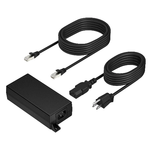Poly PoE++ 65W 2.5G Adapter with 3.66m CAT6A Cable and Power Cord, Laptop, Indoor, 65 W, AC-to-DC, Black, 65 mm
