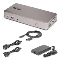 StarTech.com Triple-Monitor USB4 Docking Station, 4K 60Hz HDMI or DisplayPort, 100W Laptop Charging, 2.5GbE, USB-C Multi-Monitor Dock, Driverless, Wired, USB4, 3.5 mm, 10,100,1000,2500 Mbit/s, Grey, 40 Gbit/s
