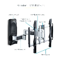 StarTech.com Articulating TV Wall Mount, VESA Wall Mount Supports 65 inch/99lb/Flat/Curved TVs, Retractable Low Profile Wall Mount TV Bracket, Adjustable Corner TV Wall Mount, Swivel/Rotation/Tilt (TV-WALL-MOUNT-65FS) - Kit montaggio (montaggio a muro, 2