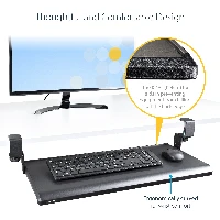 StarTech.com Under-Desk Keyboard Tray, Clamp-on Keyboard Holder, Supports up to 12kg (26.5lb), Sliding Keyboard and Mouse Drawer with C-Clamps, Height Adjustable Keyboard Tray - Black - Ergonomic Keyboard Tray (KEYBOARD-TRAY-CLAMP1) - Keyboard tray - mont