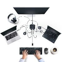 StarTech.com 2-Port USB-C Cable KVM Switch, 4K 60Hz DisplayPort Output, Compact KVM with 4ft/1.2m USB Type-C/Audio Integrated Cables, Bus Powered - Remote Push-Button/Hotkey Switching (C2-D46-UC2-CBL-KVM) - Switch KVM / audio - compatto - 2 x KVM / audio