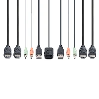 StarTech.com 2-Port Dual-Monitor HDMI Cable KVM Switch, 4K 60Hz, Compact KVM with 5ft/1.5m USB-A/HDMI/Audio Integrated Cables, Bus Powered - Remote Push Button/Hotkey Switching (C2-DH46-UA2-CBL-KVM) - Switch KVM / audio / USB - compatto - 2 x KVM / audio