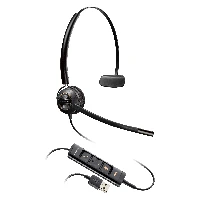 HP Poly EncorePro 545 USB-A Convertible Headset, Wired, Calls/Music, 32 g, Headset, Black