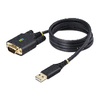 StarTech.com 3ft (1m) USB to Serial Adapter Cable, COM Retention, Interchangeable Screws/Nuts, USB-A to DB9 RS232, FTDI IC, ESD Protection, Windows/macOS/Linux, Black, 1 m, USB Type-A, RS-232, Male, Male