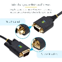StarTech.com 3ft (1m) USB to Serial Adapter Cable, COM Retention, Interchangeable Screws/Nuts, USB-A to DB9 RS232, FTDI IC, ESD Protection, Windows/macOS/Linux, Black, 1 m, USB Type-A, RS-232, Male, Male