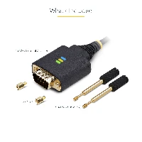 StarTech.com 3ft (1m) USB to Serial Adapter Cable, COM Retention, Interchangeable Screws/Nuts, USB-A to DB9 RS232, FTDI IC, ESD Protection, Windows/macOS/Linux, Black, 1 m, USB Type-A, RS-232, Male, Male
