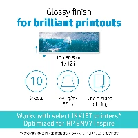 HP Advanced Photo Paper, Glossy, 65 lb, 5 x 5 in. (127 x 127 mm), 20 sheets, Carpeted, 250 g/m, Inkjet, 5x5