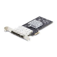 StarTech.com 4-Port GbE SFP Network Card, PCIe 2.0 x2 (x4, x8, x16 Compatible), Intel I350-AM4 4x 1GbE Controller, 1000BASE Copper/Fiber Optic, Desktop/Server Quad-Port Gigabit Ethernet NIC - Windows & Linux, Internal, Wired, PCI Express, Fiber, 1000 Mbit/s, Black