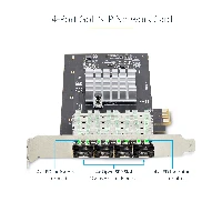 StarTech.com 4-Port GbE SFP Network Card, PCIe 2.0 x2 (x4, x8, x16 Compatible), Intel I350-AM4 4x 1GbE Controller, 1000BASE Copper/Fiber Optic, Desktop/Server Quad-Port Gigabit Ethernet NIC - Windows & Linux, Internal, Wired, PCI Express, Fiber, 1000 Mbit/s, Black