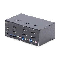 StarTech.com 2-Port Dual-Monitor DisplayPort KVM Switch, 4K 60Hz, 2x USB 5Gbps Hub Ports, 2x USB 2.0 HID Ports, Hotkey and Push-Button Switching, TAA Compliant - ESD Level 3 Protection, 3840 x 2160 pixels, 4K Ultra HD, Black