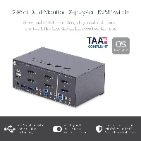 StarTech.com 2-Port Dual-Monitor DisplayPort KVM Switch, 4K 60Hz, 2x USB 5Gbps Hub Ports, 2x USB 2.0 HID Ports, Hotkey and Push-Button Switching, TAA Compliant - ESD Level 3 Protection, 3840 x 2160 pixels, 4K Ultra HD, Black