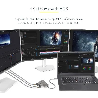 StarTech.com 3-Port USB-C Multi-Monitor Adapter, USB Type-C to 3x DisplayPort 1.4 MST Hub, Triple 4K 60Hz DP Laptop Display Extender / Splitter, HDR, Extra-Long Built-In Cable - Windows Only, USB Type-C, DisplayPort output, 4096 x 2160 pixels