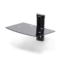 StarTech.com Floating Wall-Mounted AV Shelf, Adjustable Height Shelf For Under TV, Organize A/V Equipment On Black Tempered Glass Shelf, Black, Tempered glass, 7 kg, Aluminium, Plastic, Steel, Wall, 1 shelves