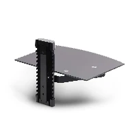 StarTech.com Floating Wall-Mounted AV Shelf, Adjustable Height Shelf For Under TV, Organize A/V Equipment On Black Tempered Glass Shelf, Black, Tempered glass, 7 kg, Aluminium, Plastic, Steel, Wall, 1 shelves