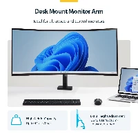 StarTech.com Monitor Desk Mount for up to 49in 329 Ultrawide Curved Screens, Mechanical Spring Arm, C-Clamp/Grommet, Tool-Less Adjustment, Max 44lb/20kg, Clamp/Grommet, 20 kg, 43.2 cm (17