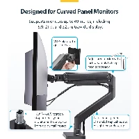 StarTech.com Monitor Desk Mount for up to 49in 329 Ultrawide Curved Screens, Mechanical Spring Arm, C-Clamp/Grommet, Tool-Less Adjustment, Max 44lb/20kg, Clamp/Grommet, 20 kg, 43.2 cm (17