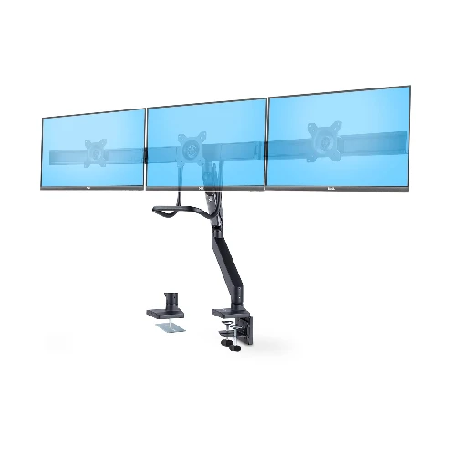 StarTech.com Crossbar Triple Monitor Desk Mount For Up To Three 27in Screens, VESA 75x75/100x100, Tool-Less Arm Adjustments, C-Clamp/Grommet, Spring-Assisted Arm, Clamp/Grommet, 18 kg, 43.2 cm (17