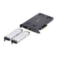 StarTech.com Dual-Bay M.2 NVMe SSD to PCIe x8 Removable Mobile Rack Bifurcation Required Tool-less Installation, PCIe Backplane w/Two Hot-Swap Drive Bays, Backplane, Black, M.2, M.2, 2 fan(s), 128 Gbit/s
