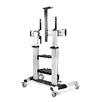 StarTech.com Rolling TV Cart/Stand On Wheels For 60-100inch Flat Screens Up To 220lb (100kg), Height Adjustment via Hand Crank, Mobile/Portable Trolley Mount, 152.4 cm (60