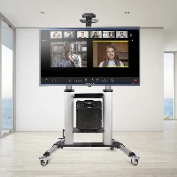 StarTech.com Rolling TV Cart/Stand On Wheels For 60-100inch Flat Screens Up To 220lb (100kg), Height Adjustment via Hand Crank, Mobile/Portable Trolley Mount, 152.4 cm (60