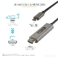 StarTech.com 13ft (4m) USB C to HDMI Cable 4K 60Hz w/ HDR10 - Ultra HD USB Type-C to 4K HDMI 2.0b Video Adapter Cable - USB-C to HDMI HDR Monitor/Display Converter - DP 1.4 Alt Mode HBR3, 4 m, HDMI Type A (Standard), USB Type-C, Male, Male, Straight