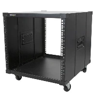 StarTech.com 4-Post 9U Mobile Open Frame Server Rack, Four Post Network Rack with Wheels, 19