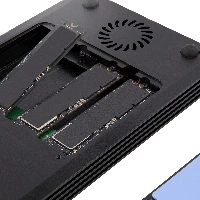 StarTech.com 4 Bay Thunderbolt 3 NVMe Enclosure, For M.2 NVMe SSD Drives, 1x DisplayPort Video/ 2x TB3 Downstream Ports, 40Gbps, 72W Power Supply, External Hard Drive Enclosure, SSD enclosure, M.2, M.2, 40 Gbit/s, USB connectivity, Black