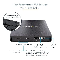 StarTech.com 4 Bay Thunderbolt 3 NVMe Enclosure, For M.2 NVMe SSD Drives, 1x DisplayPort Video/ 2x TB3 Downstream Ports, 40Gbps, 72W Power Supply, External Hard Drive Enclosure, SSD enclosure, M.2, M.2, 40 Gbit/s, USB connectivity, Black