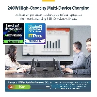 StarTech.com 4-Port Multi-Device USB-C Charger, 240W Total, Single Port 140W EPR, PD 3.1, Screw Locking Ports, Boardrooms, Bracket incl. for Surface Mounting, Indoor, AC, 28 V, 1.8 m, Grey