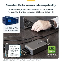 StarTech.com 4-Port Multi-Device USB-C Charger, 240W Total, Single Port 140W EPR, PD 3.1, Screw Locking Ports, Boardrooms, Bracket incl. for Surface Mounting, Indoor, AC, 28 V, 1.8 m, Grey