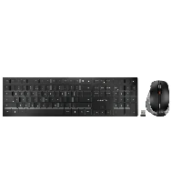 CHERRY DW 9500 SLIM, Wireless, RF Wireless + Bluetooth, Scissor key switch, QWERTY, Black, Grey, Mouse included