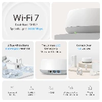 TP-Link BE3600 Whole Home Mesh Wi-Fi 7 System(2-Pack), White, Internal, Mesh system, Dual-band (2.4 GHz / 5 GHz), Wi-Fi 7 (802.11be), 2882 Mbit/s