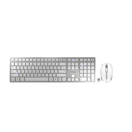 CHERRY DW 9100 SLIM, Wireless, RF Wireless + Bluetooth, QWERTY, Silver, Mouse included