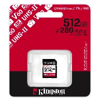 Kingston Technology 512GB Canvas React Plus SDXC UHS-II 280R/150W U3 V60 for Full HD/4K, 512 GB, SDXC, Class 10, UHS-II, 280 MB/s, 150 MB/s