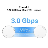 TP-Link AX3000 Whole Home Mesh Wi-Fi 6 Unit with PoE, White, Internal, Mesh router, 230 m, Dual-band (2.4 GHz / 5 GHz), Wi-Fi 6 (802.11ax)