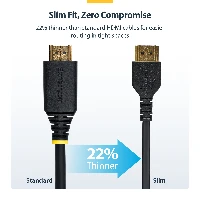StarTech.com 5ft (1.5m) Slim HDMI 2.0 Cable, Flexible Premium Certified HDMI Cord with Ethernet, UHD 4K 60Hz HDR10, Durable Aramid Fiber Design with TPE Jacket, 1.5 m, HDMI Type A (Standard), HDMI Type A (Standard), Audio Return Channel (ARC), Black