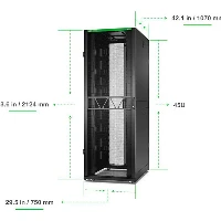 APC NetShelter SX Server Rack Gen 2, 45U, 2124H x 750W x 1070D mm, with Sides, Black, Freestanding rack, 45U, 1814 kg, Key lock, Adjustable feet, Black