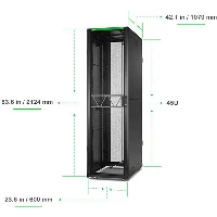 APC NetShelter SX Server Rack Gen 2, 45U, 2124H x 600W x 1070D mm, with Sides, Black, Freestanding rack, 45U, 1814 kg, Key lock, Adjustable feet, 133.8 kg