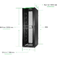 APC NetShelter SX Server Rack Gen 2, 48U, 2258H x 750W x 1070D mm, with Sides, Black, Freestanding rack, 48U, 1814 kg, Key lock, Adjustable feet, 160.8 kg