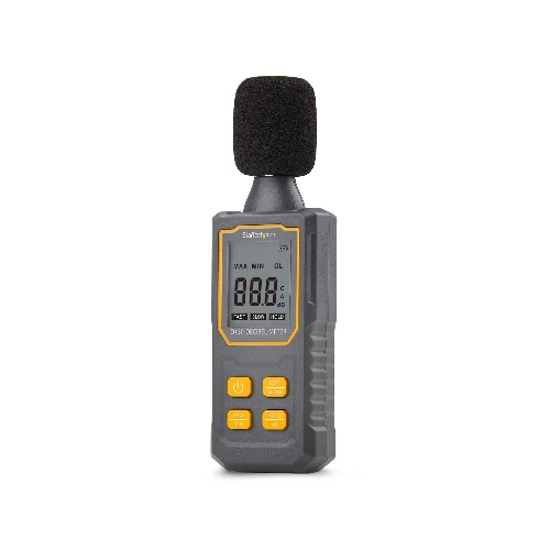 StarTech.com Handheld Digital Sound Meter w/Large LCD, Noise/Decibel Level Reader for Server Room/Office, Audio Monitor, 30-130dBA Range, Accurate Min/Max Readings, Digital, Fast, Slow, 30 - 130 dB, 1.5 dB, Grey, Plastic