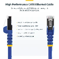 StarTech.com 50cm Blue CAT8 Ethernet Cable, Snagless RJ45, 25G/40G, 2000MHz, 100W PoE++, S/FTP, 26AWG Pure Bare Copper Wire, LSZH, Shielded Network Patch Cord w/Strain Reliefs, Fluke Channel Tested, 0.5 m, Cat8, S/FTP (S-STP), RJ-45, RJ-45, Blue