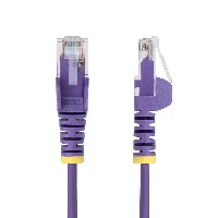 StarTech.com 15m Purple Slim CAT6 Ethernet Cable, Snagless, 100W PoE, UTP, LSZH, 28AWG Pure Bare Copper Wire, Slim RJ45 Network Patch Cord w/Strain Reliefs, Fluke Tested, 15 m, Cat6, U/UTP (UTP), RJ-45, RJ-45, Purple