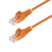 StarTech.com 1.5m Orange Slim CAT6 Ethernet Cable, Snagless, 100W PoE, UTP, LSZH, 28AWG Pure Bare Copper Wire, Slim RJ45 Network Patch Cord w/Strain Reliefs, Fluke Tested, 1.5 m, Cat6, U/UTP (UTP), RJ-45, RJ-45, Orange