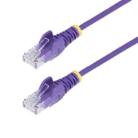 StarTech.com 2.5m Purple Slim CAT6 Ethernet Cable, Snagless, 100W PoE, UTP, LSZH, 28AWG Pure Bare Copper Wire, Slim RJ45 Network Patch Cord w/Strain Reliefs, Fluke Tested, 2.5 m, Cat6, U/UTP (UTP), RJ-45, RJ-45, Purple