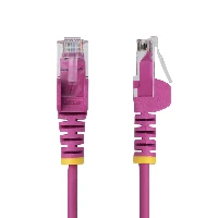 StarTech.com 2.5m Pink Slim CAT6 Ethernet Cable, Snagless, 100W PoE, UTP, LSZH, 28AWG Pure Bare Copper Wire, Slim RJ45 Network Patch Cord w/Strain Reliefs, Fluke Tested, 2.5 m, Cat6, U/UTP (UTP), RJ-45, RJ-45, Pink