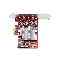 StarTech.com 4-Port USB Type-C PCIe Card, USB 3.2 10Gbps, USB-C PCI Express Expansion Card, 4x Independent USB Controllers, Windows/Linux/macOS, TAA-Compliant, PCIe, USB Type-C, PCI 3.0, Red, ASMedia - ASM3142 x4, ASMedia - ASM1543 x4, ASMedia - ASM2812X, 10 Gbit/s