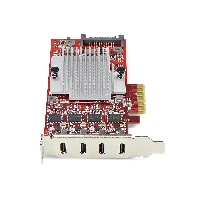 StarTech.com 4-Port USB Type-C PCIe Card, USB 3.2 10Gbps, USB-C PCI Express Expansion Card, 4x Independent USB Controllers, Windows/Linux/macOS, TAA-Compliant, PCIe, USB 3.2 Gen 2 (3.1 Gen 2), PCI 3.0, SATA 15-pin, Red, ASMedia - ASM3142 x4, ASMedia - ASM1543 x4, ASMedia - ASM2812X